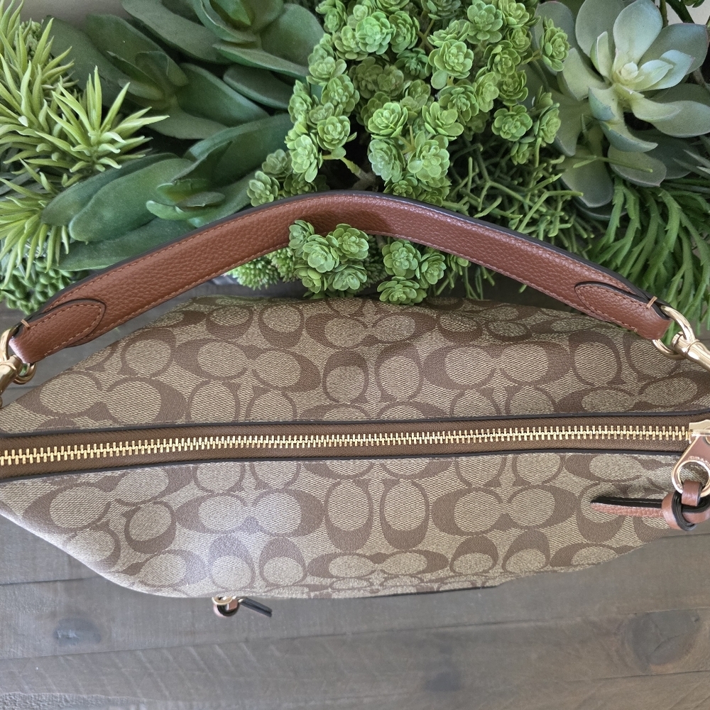 Coach Pennie Shoulder/Crossbody Bag In Signature Canvas With Leather Trim - Picture 9 of 12